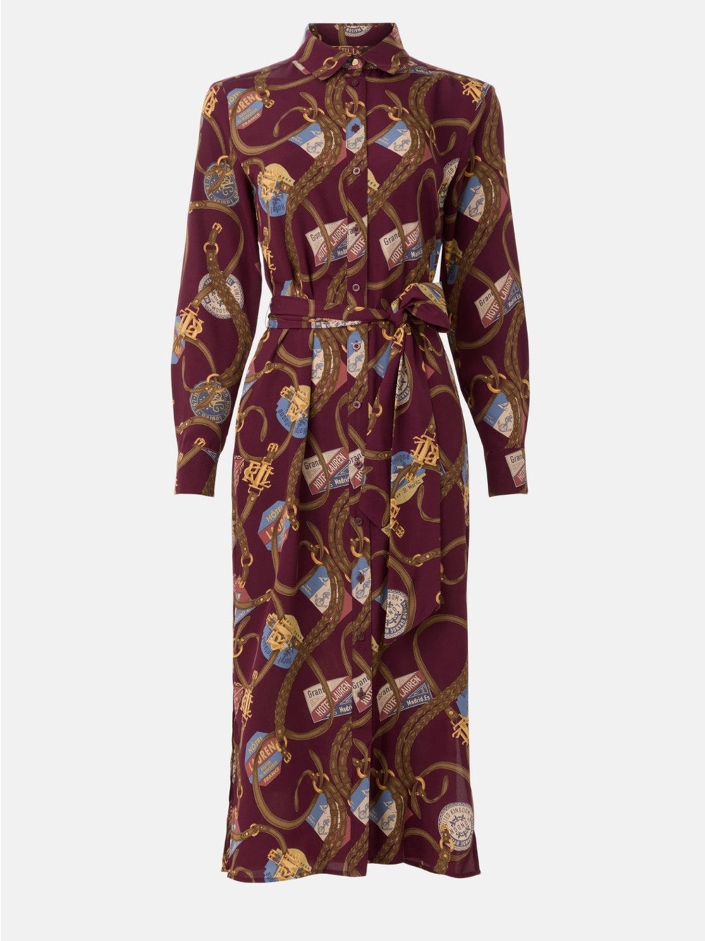 Ralph Lauren Women Burgundy Wine Travel Equestrian Plus Fayella Shirt Dress NWT - Picture 5 of 6